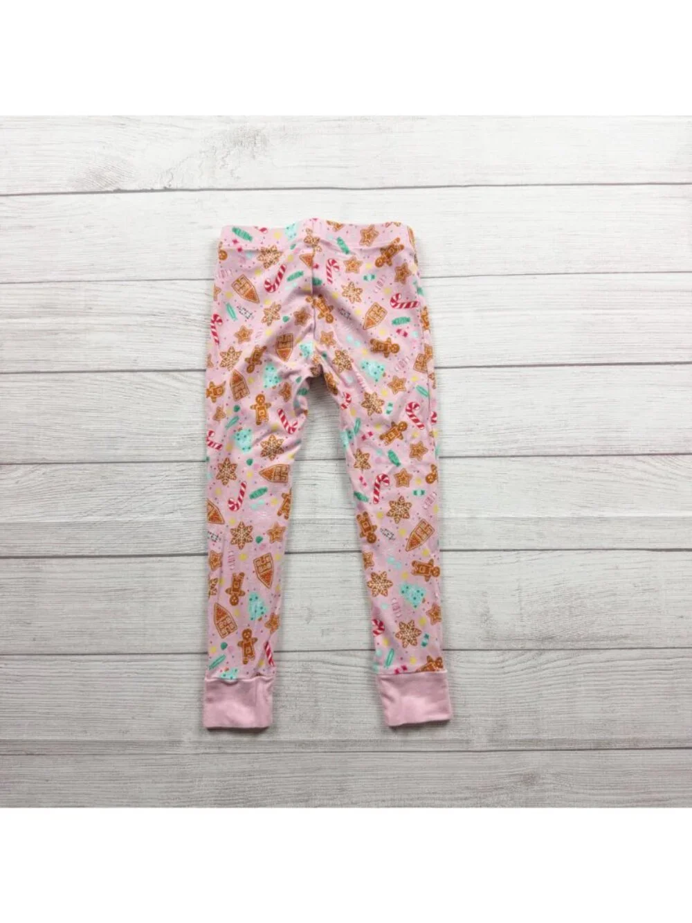 Old Navy Kids Christmas Pajama Set Pink Gingerbread House Candy Print S 6